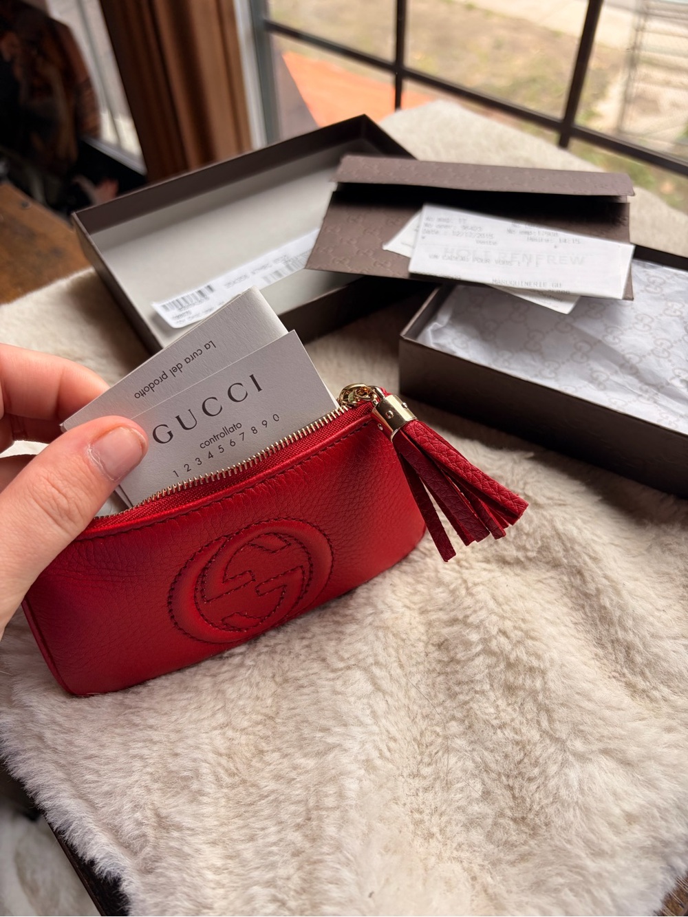 GUCCI RED LEATHER SOHO KEY POUCH - Picture 7 of 7